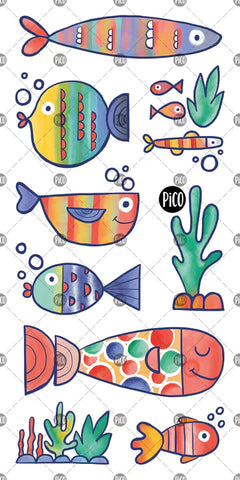 KIDS TATTOOS MULTICOLOUR FISH