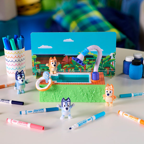 SCRIBBLE SCRUBBIE BLUEY POOLSIDE PLAYSET