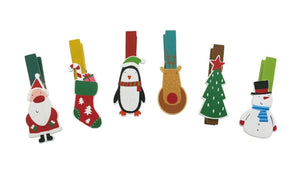 WOODEN HOLIDAY CLIPS