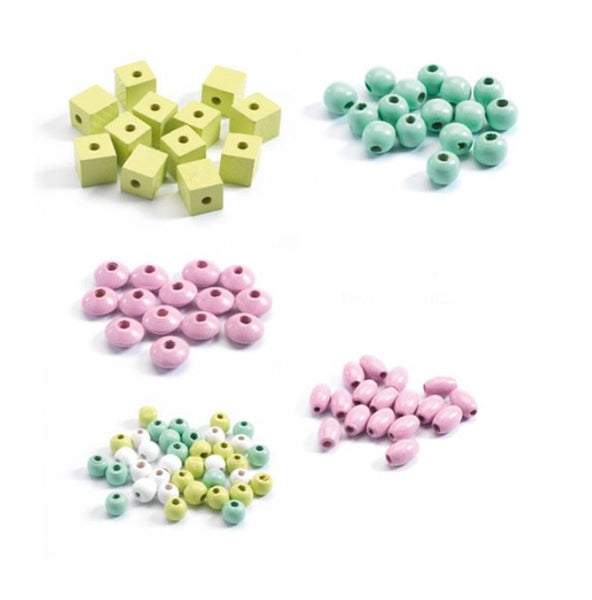 WOODEN BEADS LEAVES & FLOWERS