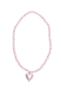 PINK PEARL HEART  NECKLACE